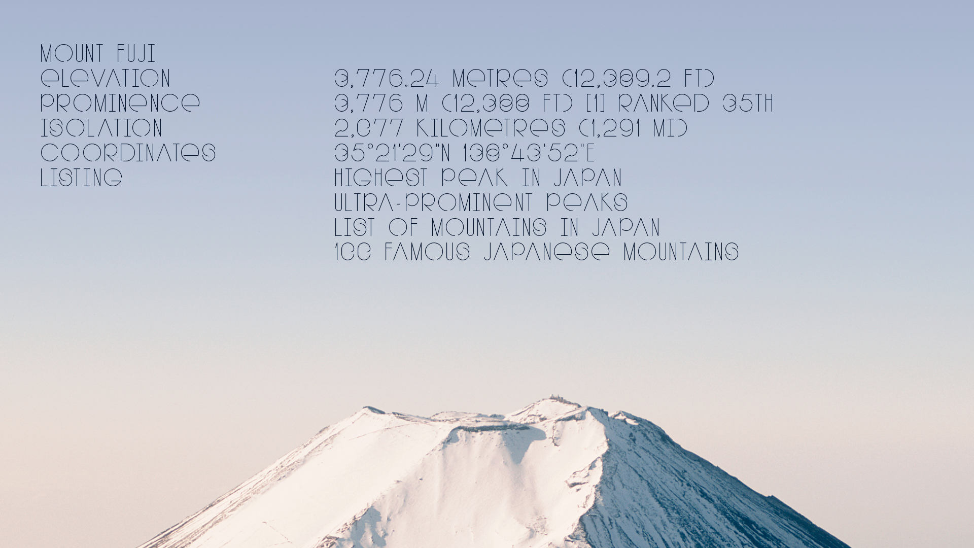 Mount Fuji Image Using PUJI/PUJI Narrow Typeface